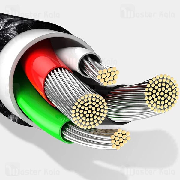 کابل لایتنینگ بیسوس Baseus Cafule Tungsten Gold iP Data Cable CALWJ-A01 طول 2 متر و توان 2.4 آمپر