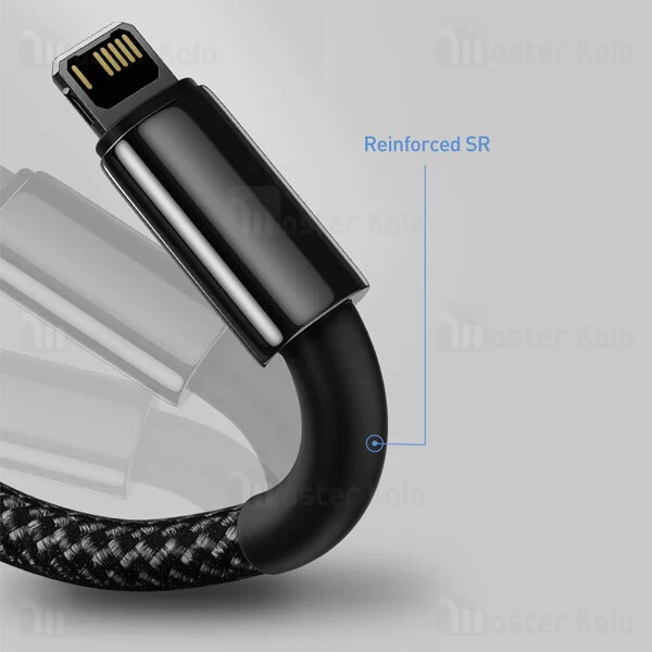 کابل لایتنینگ بیسوس Baseus Cafule Tungsten Gold iP Data Cable CALWJ-A01 طول 2 متر و توان 2.4 آمپر