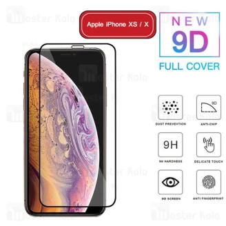 محافظ صفحه شیشه ای تمام صفحه تمام چسب آیفون Apple iPhone X / XS 9D Glass