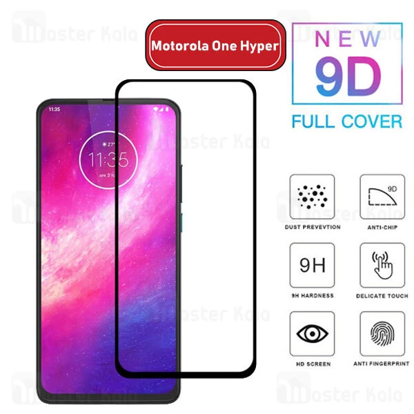 محافظ صفحه شیشه ای تمام صفحه تمام چسب موتورولا Motorola One Hyper 9D Glass