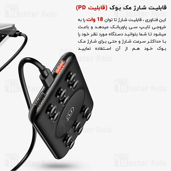 پاوربانک وایرلس 10000 یوسمز Usams PB26 CD87 Wireless Power Bank فست شارژ QC3.0