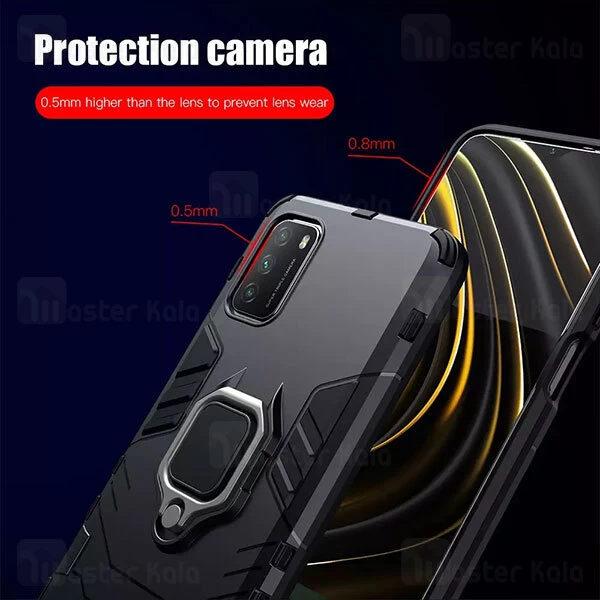 گارد ضد ضربه انگشتی شیائومی Xiaomi Poco M3 Black Panther KEYSION Shockproof Armor Ring