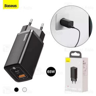 شارژر دیواری فست شارژ بیسوس Baseus GaN2 Lite Quick Charger Type-C USB-A CCGAN2L-B01 توان 65 وات