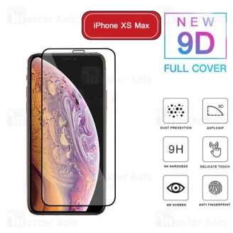 محافظ صفحه شیشه ای تمام صفحه تمام چسب آیفون Apple iPhone XS Max 9D Glass