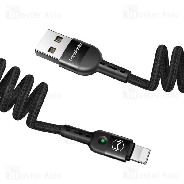 کابل لایتنینگ Mcdodo CA-6410 Omega Series QC4.0 Lightning 2A 1.8m Data Coiled Cable