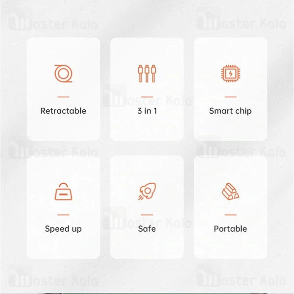 کابل سه سر Mcdodo CA-7250 3-in-1 Rectractable 3A 1.2m