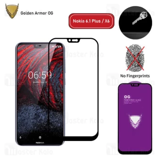 محافظ صفحه شیشه ای تمام صفحه تمام چسب OG نوکیا Nokia 6.1 Plus / X6 OG 2.5D Glass