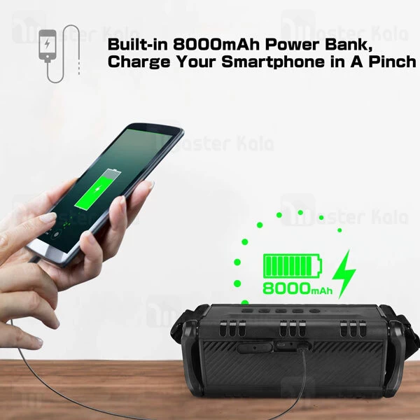 اسپیکر بلوتوث دبلیو کینگ W-King D8 Portable Bluetooth Speaker توان 50 وات فلش خور به همراه ریموت