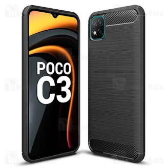 قاب محافظ ژله ای شیائومی Xiaomi Poco C3 Rugged Armor Fiber Carbon