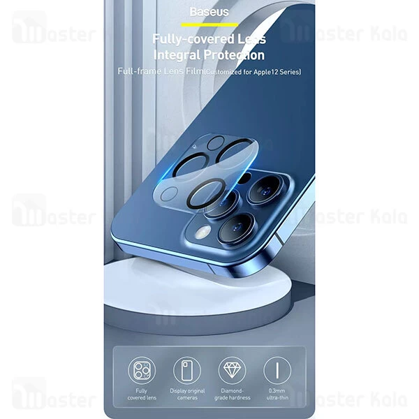 محافظ لنز Baseus SGAPIPH67P-AJT02 0.3mm Full-Frame Camera Lens Protective for Apple iPhone 12 Pro Max