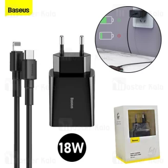 شارژر دیواری بیسوس Baseus Speed Mini PD Single 18W TZCCFS-F01 با کابل Type C به لایتنینگ