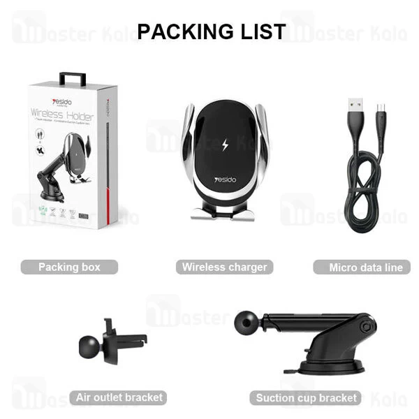 هولدر و شارژر وایرلس چندکاره یسیدو Yesido C78 Wireless Charger Phone Holder توان 15 وات