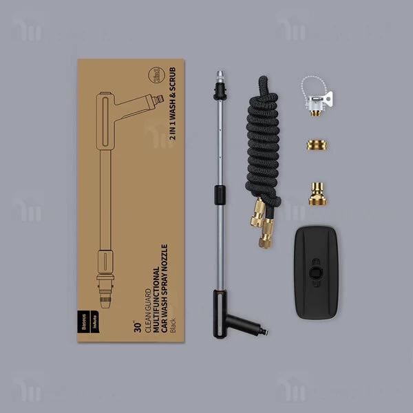 ست نازل و تی شستشوی خودرو Baseus Multifunctional Car Wash Spray Nozzle CRXC01-G01 طول 30 متری