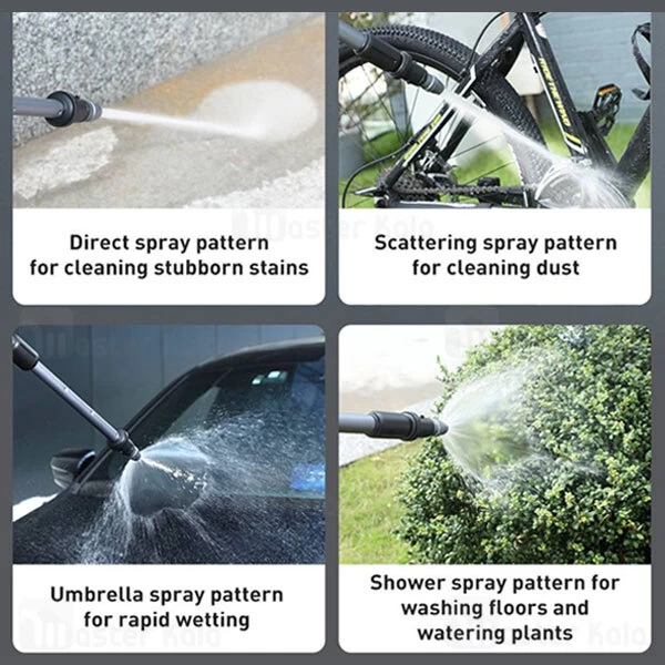 ست نازل و تی شستشوی خودرو Baseus Multifunctional Car Wash Spray Nozzle CRXC01-G01 طول 30 متری