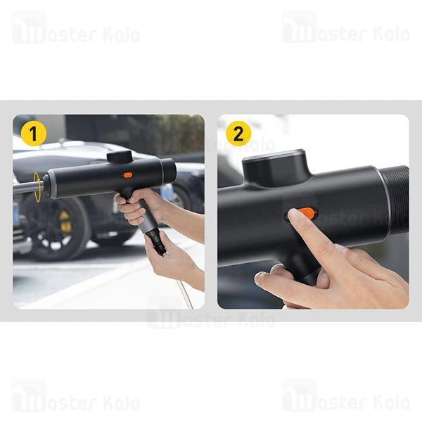 شلنگ و نازل کارواش Baseus Dual Power Portable Electric Car Wash Spray Nozzle Set CRDDSQ-01 3Pcs