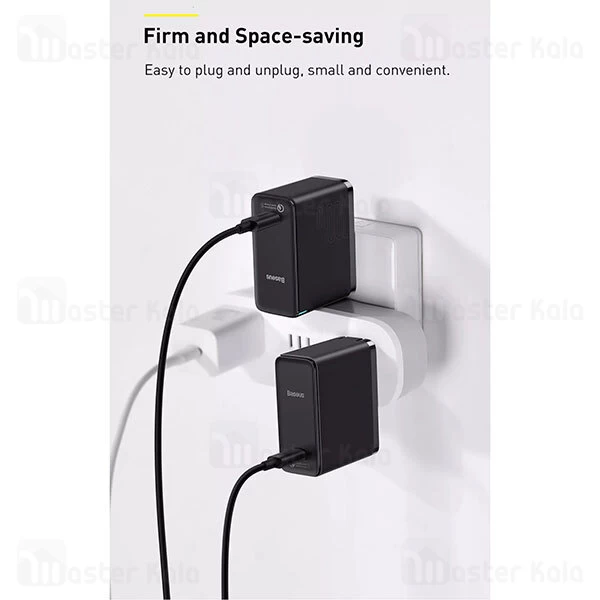 شارژر دیواری Baseus GaN2 Fast Charger 1C 100W Set CN With Mini White Type C to Type C 5A 1.5m Cable