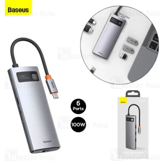 هاب 6 پورت بیسوس Baseus Starjoy 6 in 1 Multifunctional Type-C HUB CAHUB-CW0G توان 100 وات