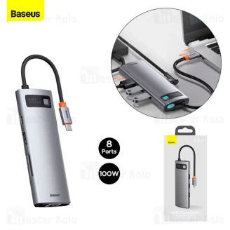 هاب 8 پورت بیسوس Baseus Metal Gleam 8 in 1 Multifunctional Type-C HUB CAHUB-CV0G توان 100 وات