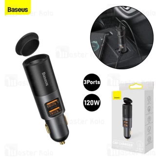 شارژر فندکی فست شارژ بیسوس Baseus Share Together With Cigarette Lighter U+U 120W CCBX-120U CCBT-D0G