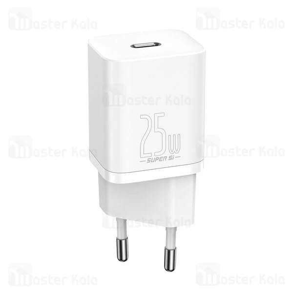 شارژر دیواری Baseus Super Si Quick Charger 1C PD3.0 QC3.0 25W EU With Mini White Type C 3A 1m Cable