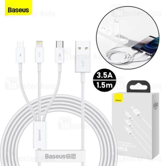 کابل سه سر بیسوس Baseus Superior Fast Charging USB to M+L+C CAMLTYS-02 توان 3.5 آمپر طول 1.5 متر