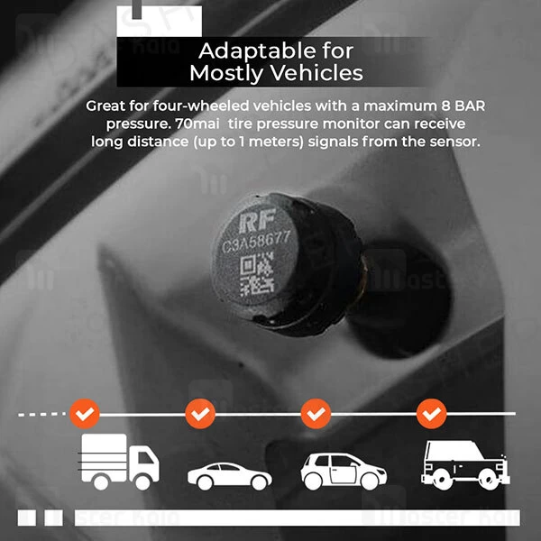 سنسور باد و دمای لاستیک شیائومی Xiaomi 70Mai Midrive T02 Tire Pressure Monitoring System Lite