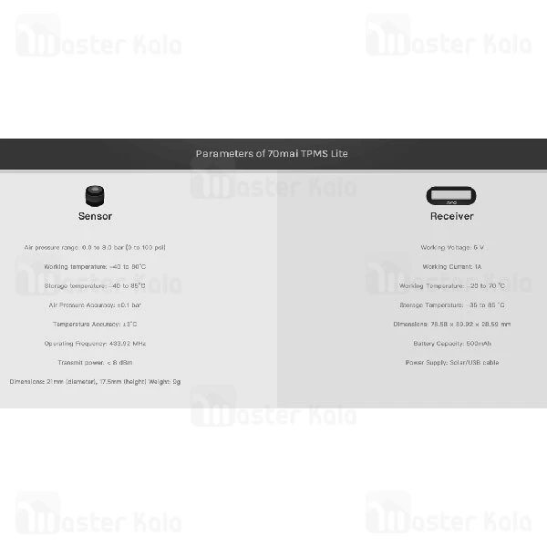 سنسور باد و دمای لاستیک شیائومی Xiaomi 70Mai Midrive T02 Tire Pressure Monitoring System Lite