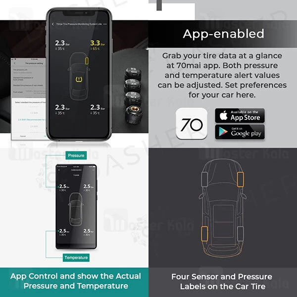 سنسور باد و دمای لاستیک شیائومی Xiaomi 70Mai Midrive T02 Tire Pressure Monitoring System Lite
