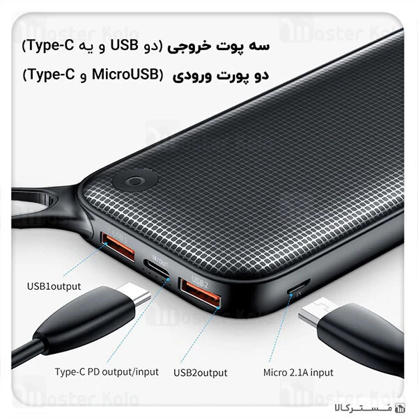 پاوربانک بیسوس Baseus BS-P20KQ2B PD PPKC-A02 Type-C 3 Port 20000 mAh QC 3.0