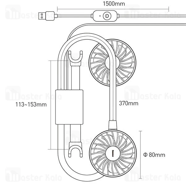 پنکه بیسوس Baseus Blustery Car Two-Headed Vehicle Fan CXJF-01
