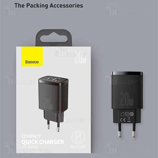 شارژر دیواری Baseus Compact Quick Charger U+C 20W CCCP20UE CCXJ-B01