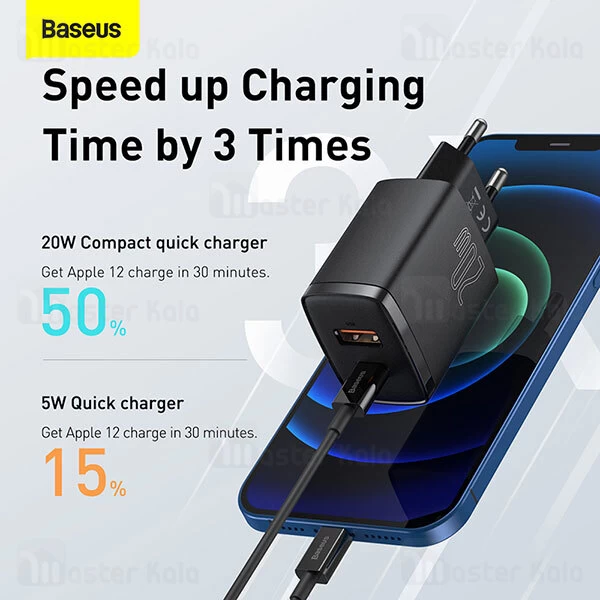 شارژر دیواری Baseus Compact Quick Charger U+C 20W CCCP20UE CCXJ-B01