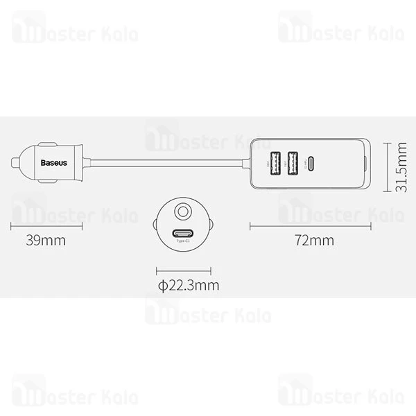 شارژر فندکی Baseus Share Together Car Charger Cigarette Lighter Expansion 120W CCBX-120C2 CCBT-A0G
