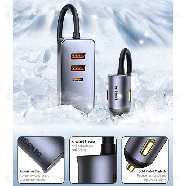 شارژر فندکی Baseus Share Together Car Charger Cigarette Lighter Expansion 120W CCBX-120C2 CCBT-A0G