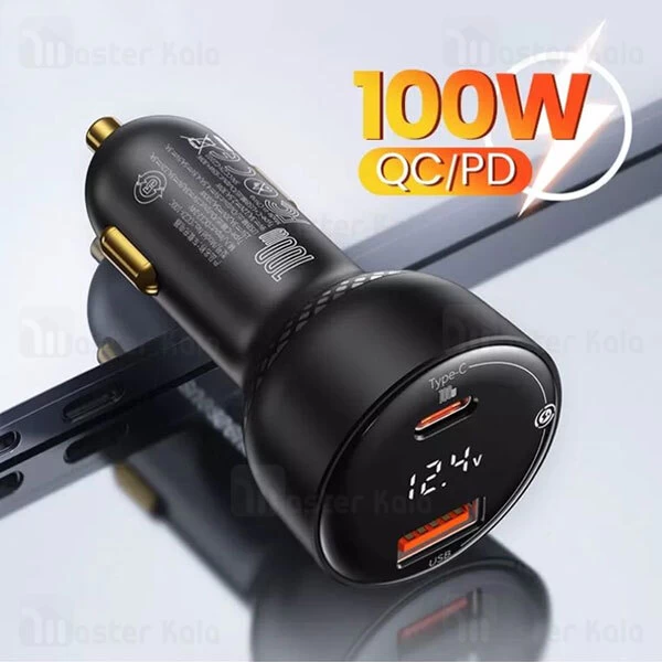 شارژر فندکی فست شارژ بیسوس Baseus Superme Digital Display CCZX-100C TZCCZX-01 توان 100 وات با کابل