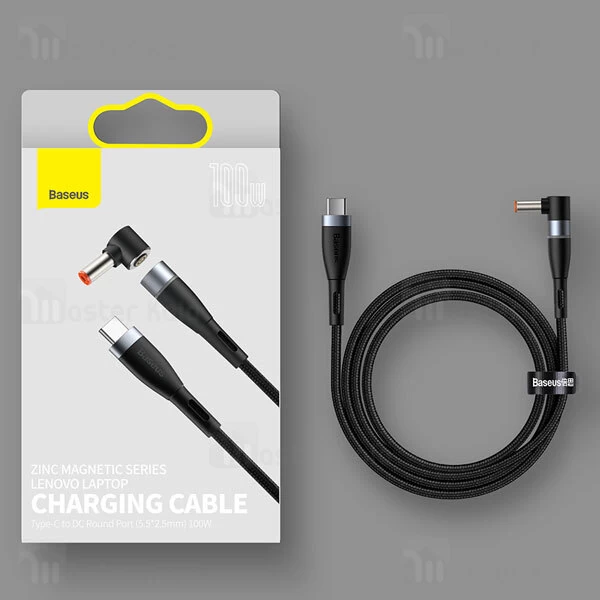 کابل شارژر مگنتی لپ تاپ لنوو بیسوس Baseus Zinc Lenovo Type C to DC CATXC-X01 طول 2 متر توان 100 وات