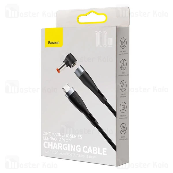 کابل شارژر مگنتی لپ تاپ لنوو بیسوس Baseus Zinc Lenovo Type C to DC CATXC-X01 طول 2 متر توان 100 وات