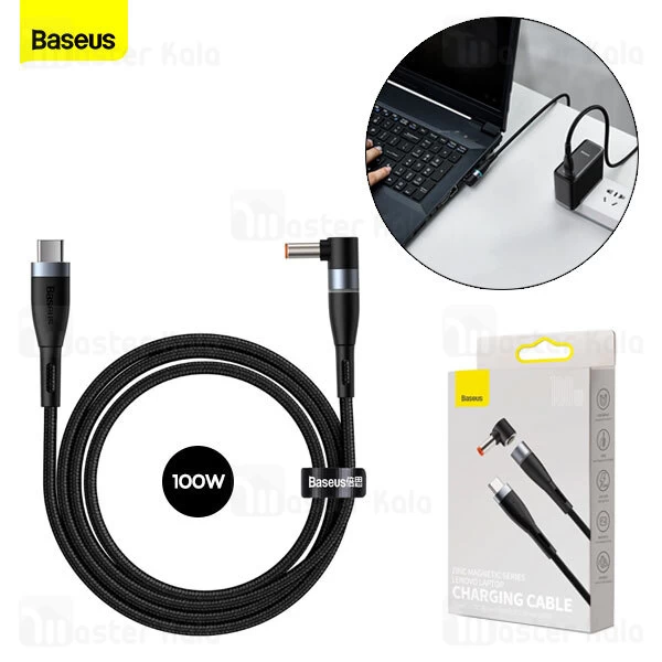 کابل شارژر مگنتی لپ تاپ لنوو بیسوس Baseus Zinc Lenovo Type C to DC CATXC-X01 طول 2 متر توان 100 وات