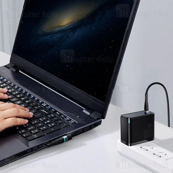 کابل شارژر مگنتی لپ تاپ لنوو بیسوس Baseus Zinc Lenovo Type C to DC CATXC-X01 طول 2 متر توان 100 وات