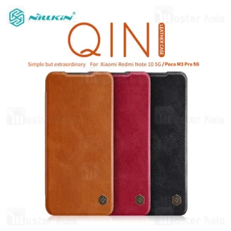 کیف چرمی نیلکین شیائومی Xiaomi Redmi Note 10 5G / Poco M3 Pro 5G Nillkin Qin Leather Case