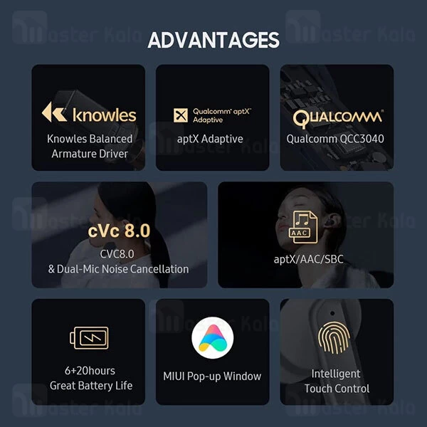 ﻿هندزفری بلوتوث Xiaomi Haylou W1 AptX CVC8 TWS Earphones