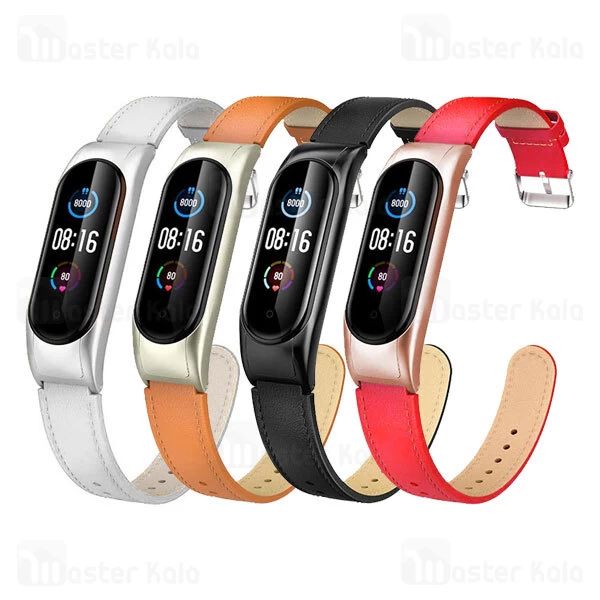 بند چرمی دستبند سلامتی شیائومی Xiaomi Mi Band 5 / 6 Leather Strap