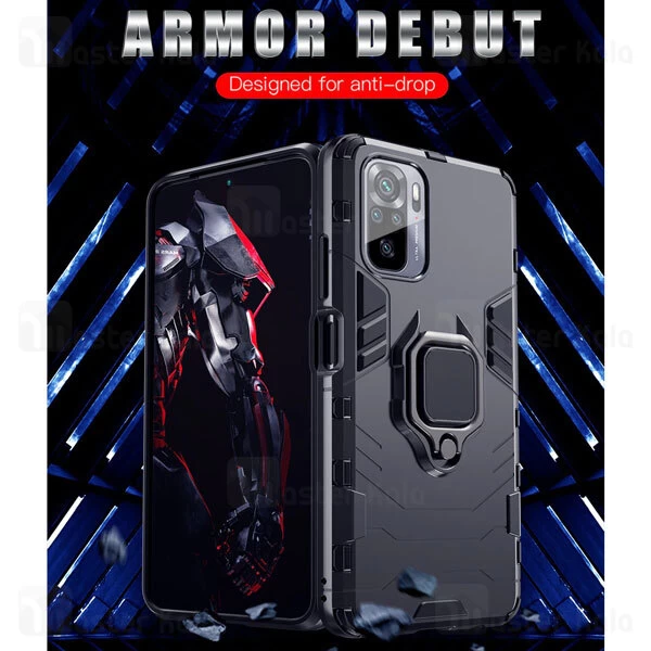 قاب ضد ضربه Xiaomi Redmi Note 10 / Note 10S KEYSION Shockproof Armor Ring Holder Case