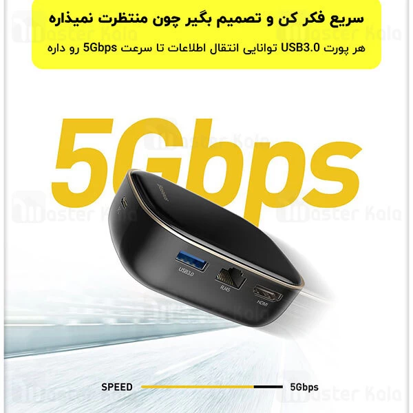 هاب چندکاره بیسوس Baseus Type C HUB Adapter AC Multifunctional CN CAHUB-AC01 توان 60 وات