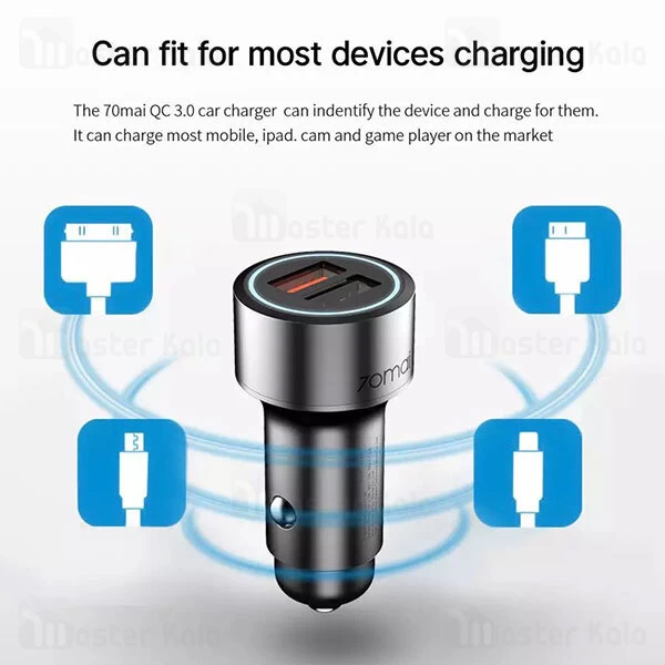 شارژر فندکی Xiaomi 70mai Midrive CC02 QC3.0 Dual USB Car Charger