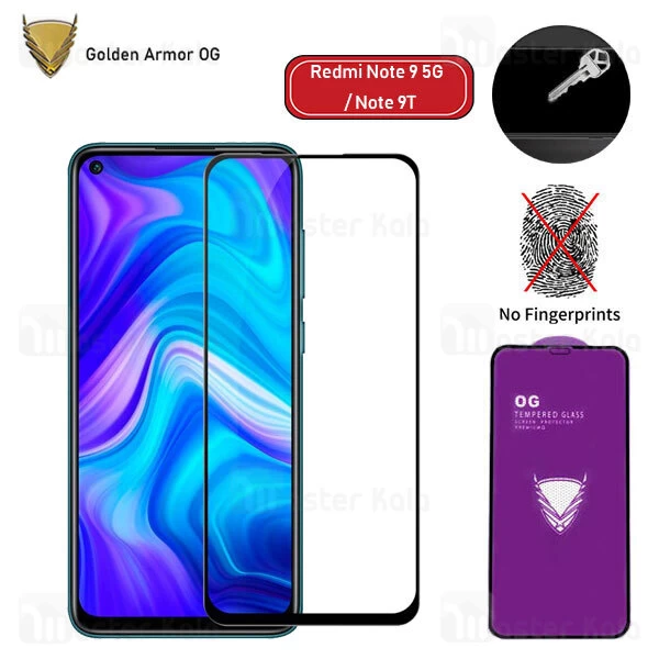 گلس تمام صفحه Xiaomi Redmi Note 9 5G / Note 9T OG Gold Armor 2.5D Full Screen Protector
