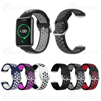 بند سیلیکونی طرح نایکی ساعت هوشمند هواوی Huawei Watch Fit Double Color Sports Silicone Band