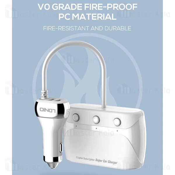 شارژر فندکی LDNIO C504Q Car Charger QC3.0 With Cigarette Lighter Expansion 160W