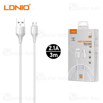 کابل میکرو یو اس بی الدینیو LDNIO LS543 Micro USB Efficiency Charging طول 3 متر توان 2.1 آمپر