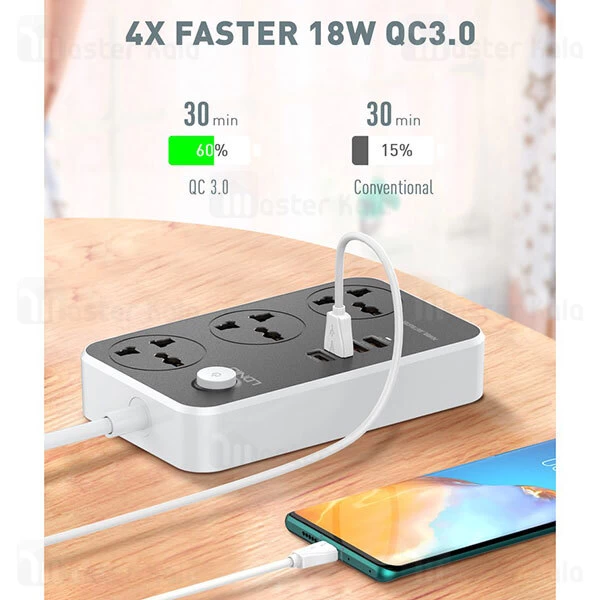 چند راهی برق و شارژر الدینیو LDNIO SC3412 دارای 4 پورت